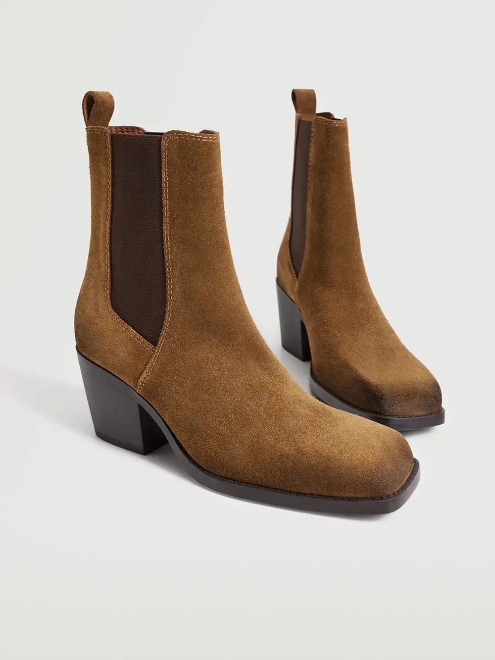 Mango Suede Chelsea Heeled Ankle Boots